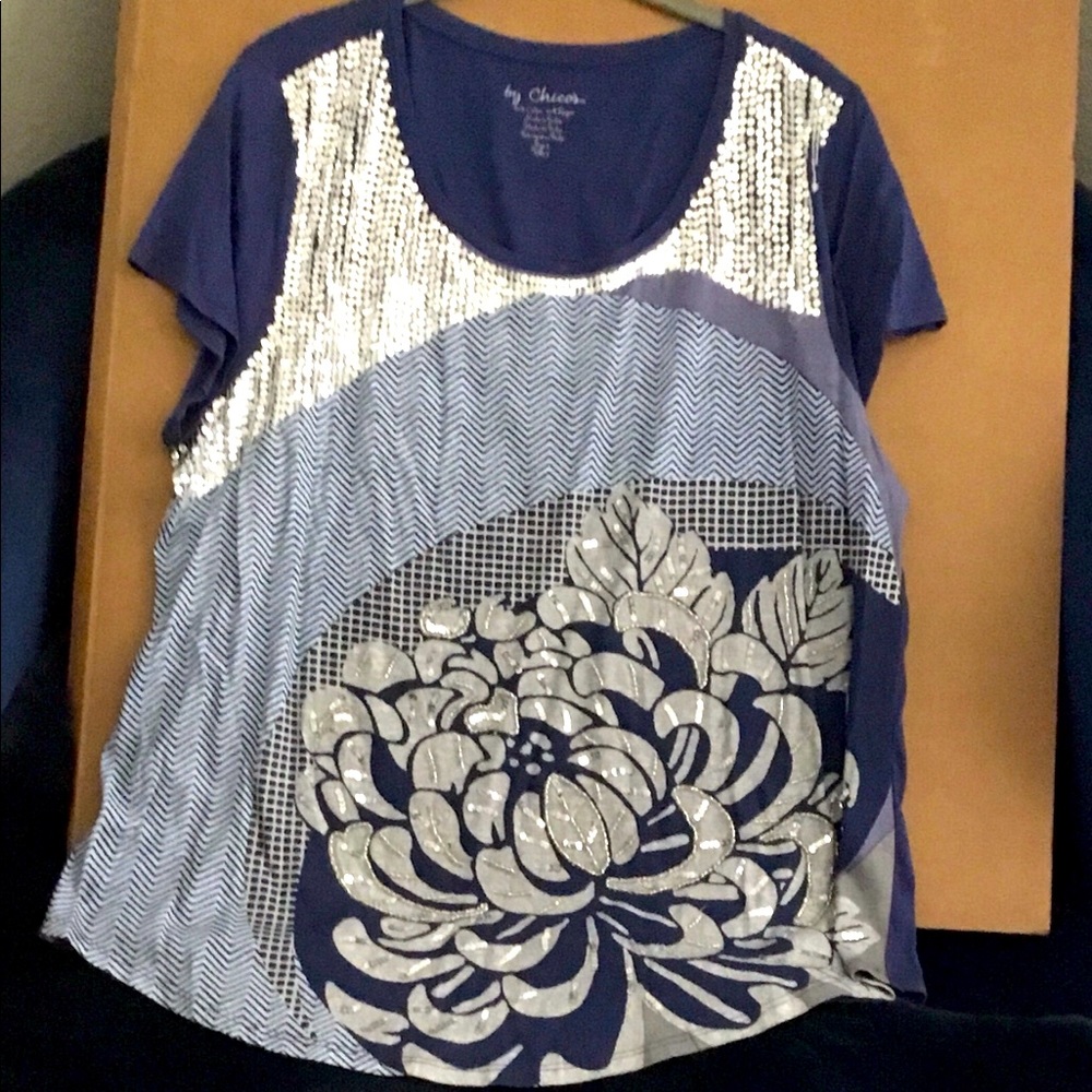 Navy and Light Blue Top with Emblements